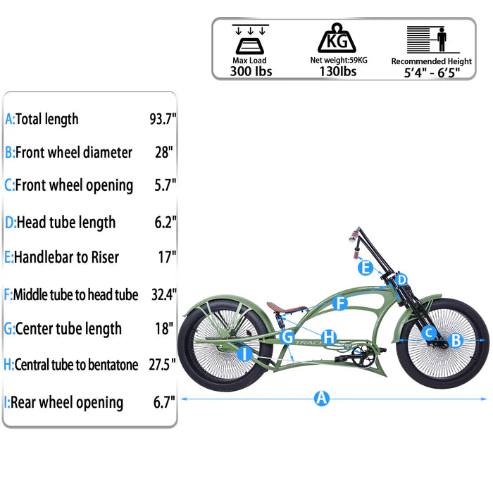 Cruiser Bike Tracer Scorpion Dimensions