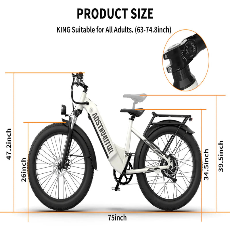 Electric Bike Aostirmotor Queen Dimensions