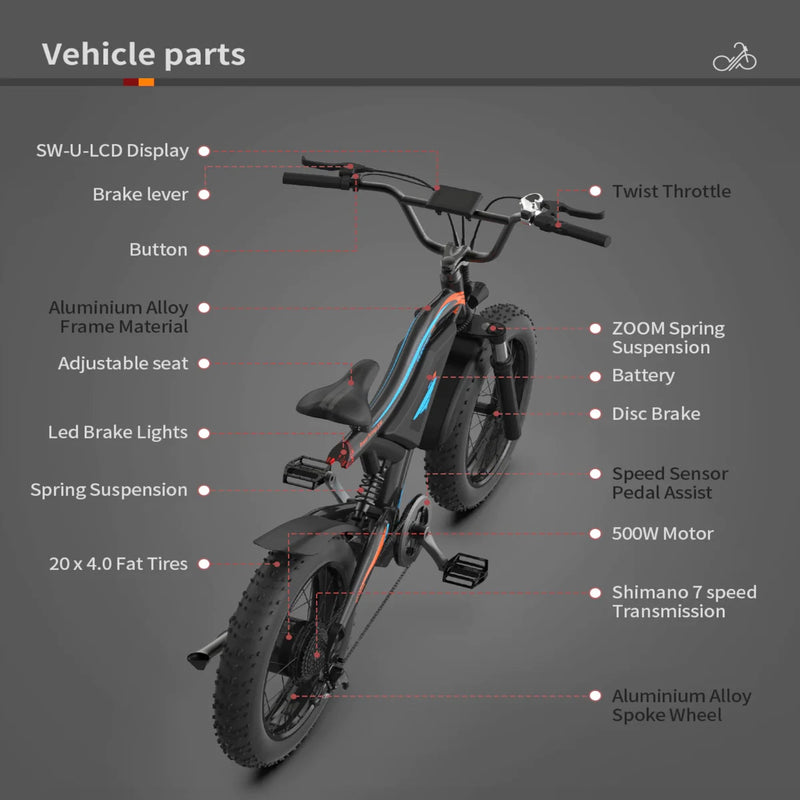 Electric Bike Aostirmotor S18-Mini Parts