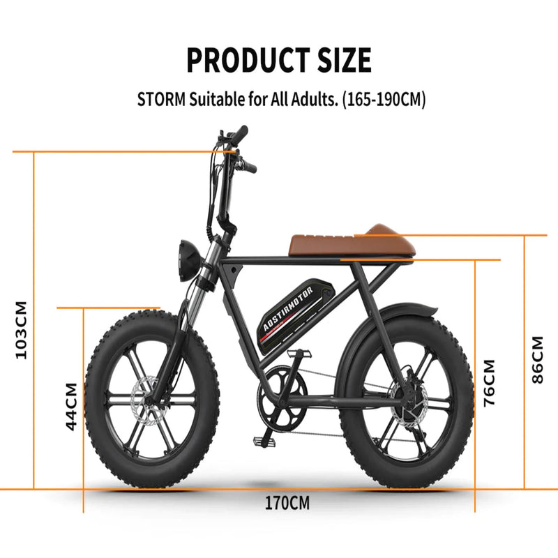 Electric Bike Aostirmotor Storm Dimensions