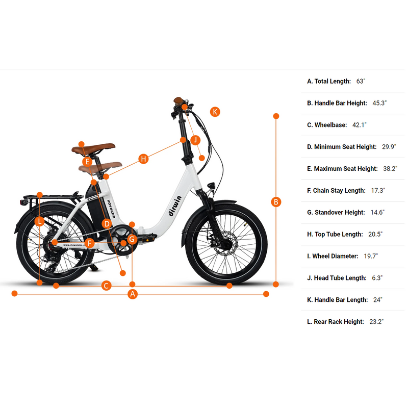 Electric Bike Dirwin Voyager Dimensions