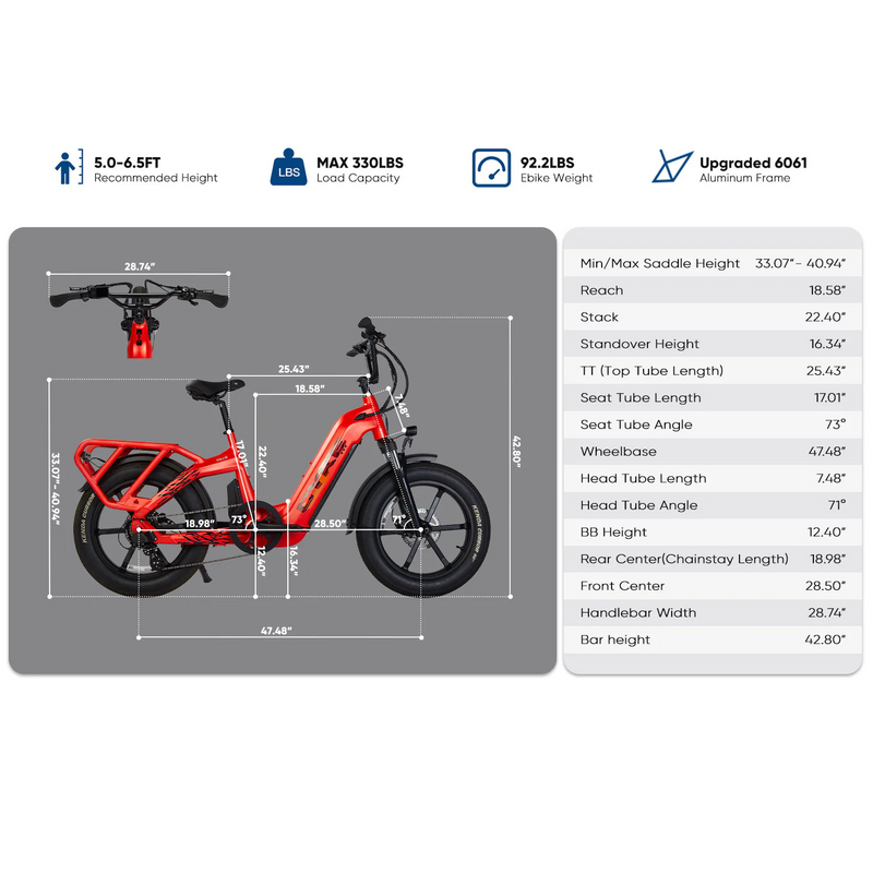 Electric Bike E-Joe Collie DImensions