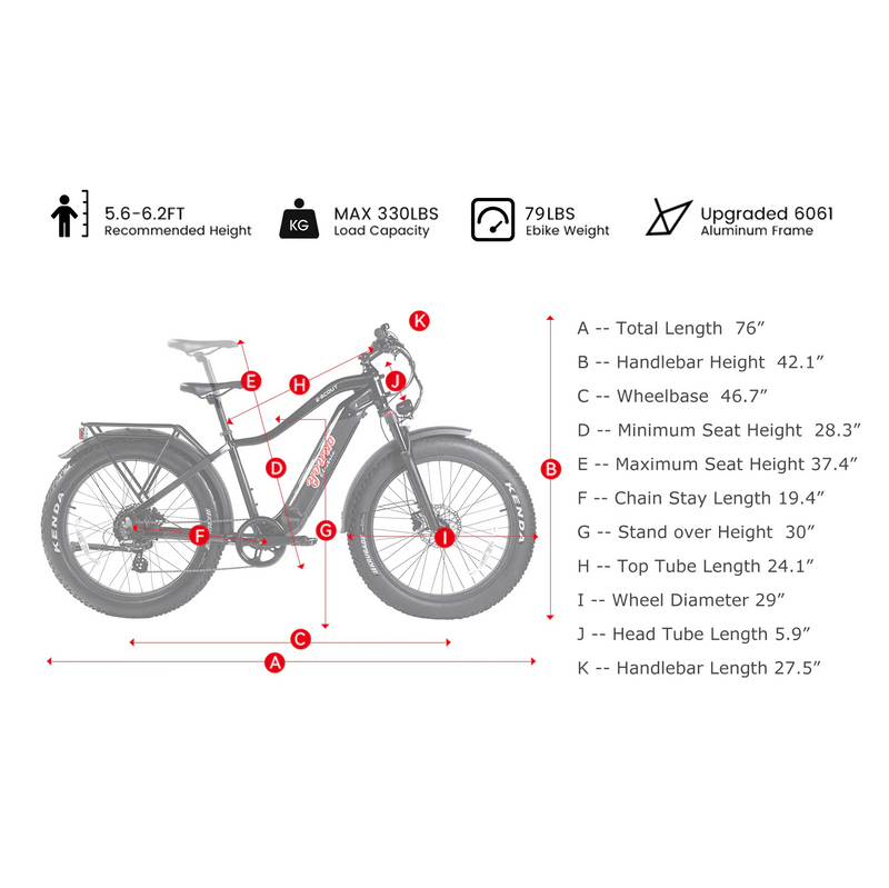 Electric Bike E-Joe E-Scout Dimensions