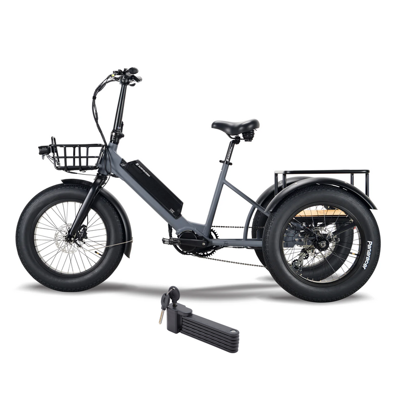 Surface 604 500W 48V Trio Mid Drive Folding Step-Thru Fat Tire Trike Electric Bike