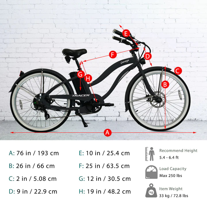 Electric Bike Tracer Omega Womens Dimensions