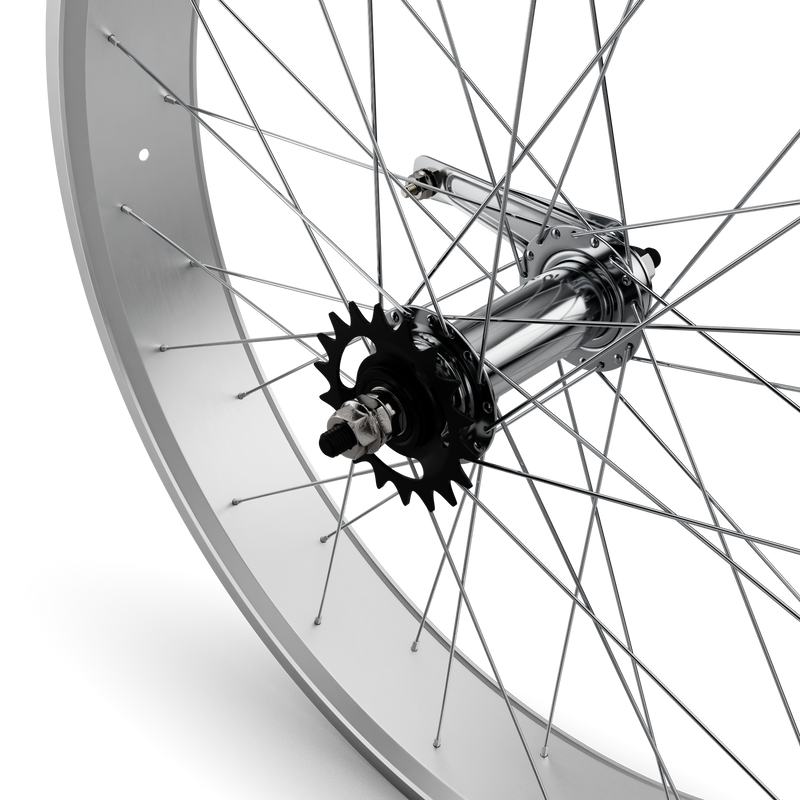 26" Fat Tire Coaster Brake Beach Cruiser Wheel Set (Silver)