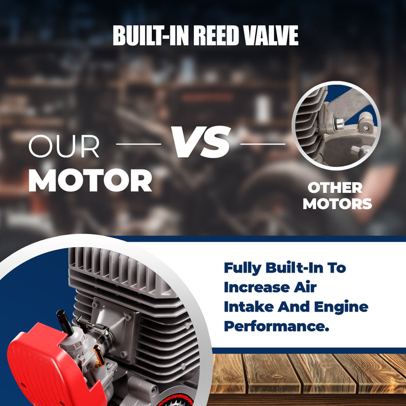 Motorized Bicycle BBR Tuning V2 100cc Reed Valve Infograph