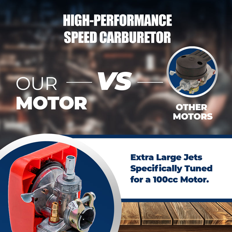 Motorized Bicycle BBR Tuning V2 100cc Carburetor Infograph