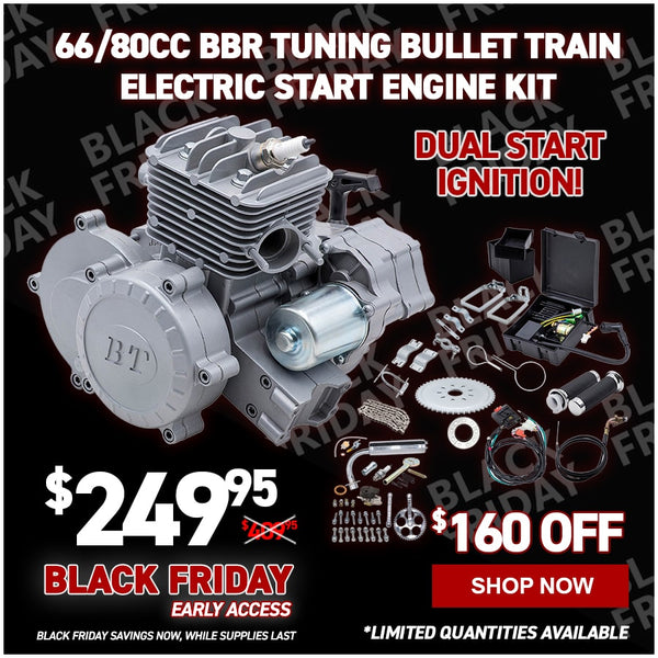 66/80cc BBR Tuning Bullet Train Electric Start Engine Kit - Silver