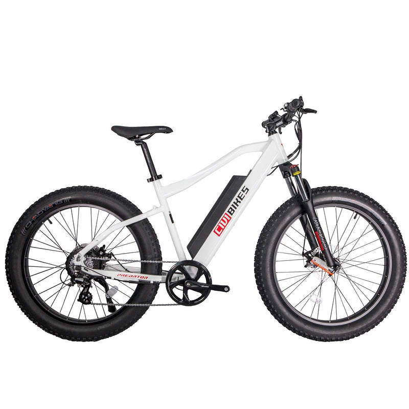 Civi 500W Predator Fat Tire Hardtail Mountain white bicycle side