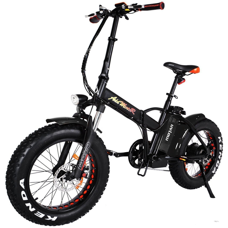 AddMotor 500W Motan M-150 Folding Fat Tire side of black bicycle