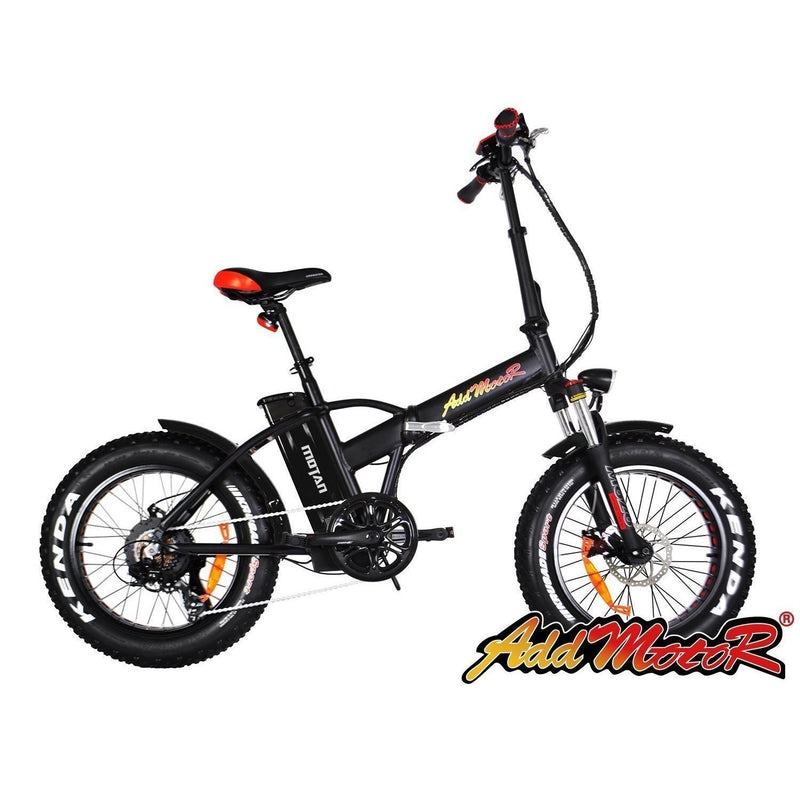 AddMotor 500W Motan M-150 Folding Fat Tire side of black bicycle