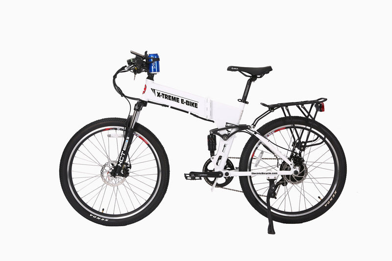 X-Treme 500W Baja Mountain Folding white bicycle side