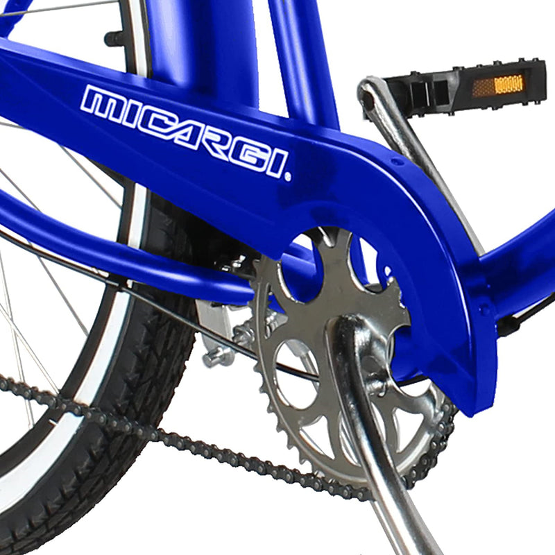 Beach Cruiser Micargi Rover 7SP 24 Male Blue Crank