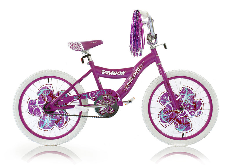 20'' Micargi Girls Dragon - pink - side of bicycle