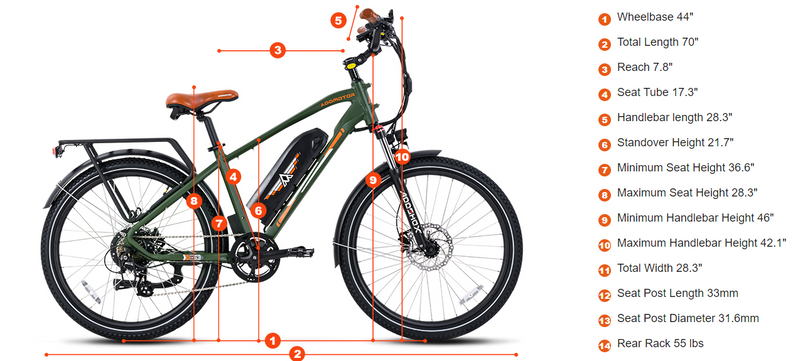 Electric Bike Addmotor E-53 Dimensions