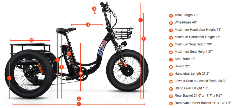 Electric Bike Addmotor M-330 P7 Dimensions