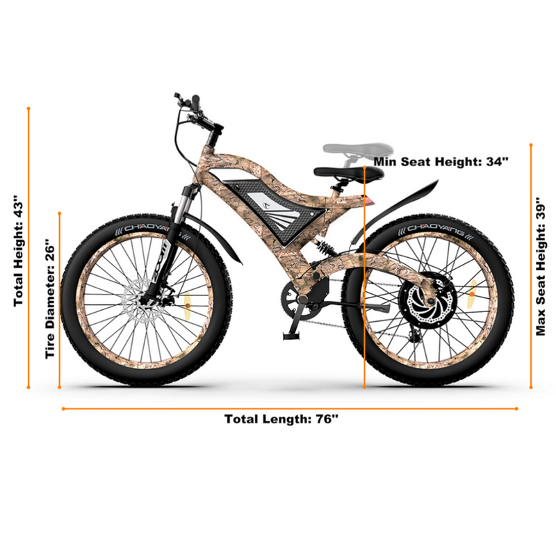 Electric Bike Aostirmotor S18 1500 Snakeskin Dimensinons