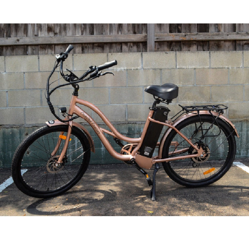 Electric Bike Coastal Cruiser 500W Classic Step Thru Gold Left