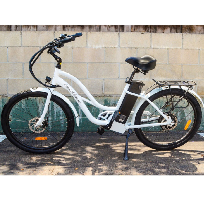 Electric Bike Coastal Cruiser 500W Classic Step Thru White Left