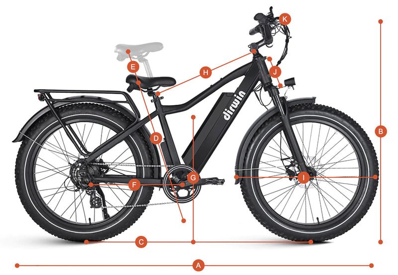 Electric Bike Dirwin Seeker Step Over Dimensions