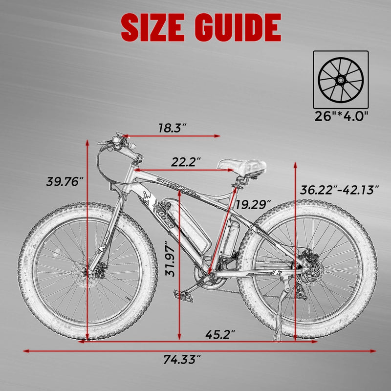 Electric Bike Ecotric Fat26 Size