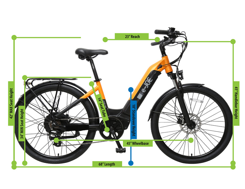 Electric Bike E-Joe Jade Dimensions