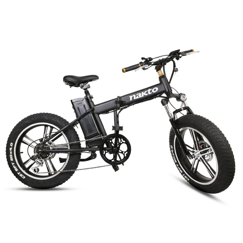 Electric Bike Nakto Folding Mini Cruiser Black Side