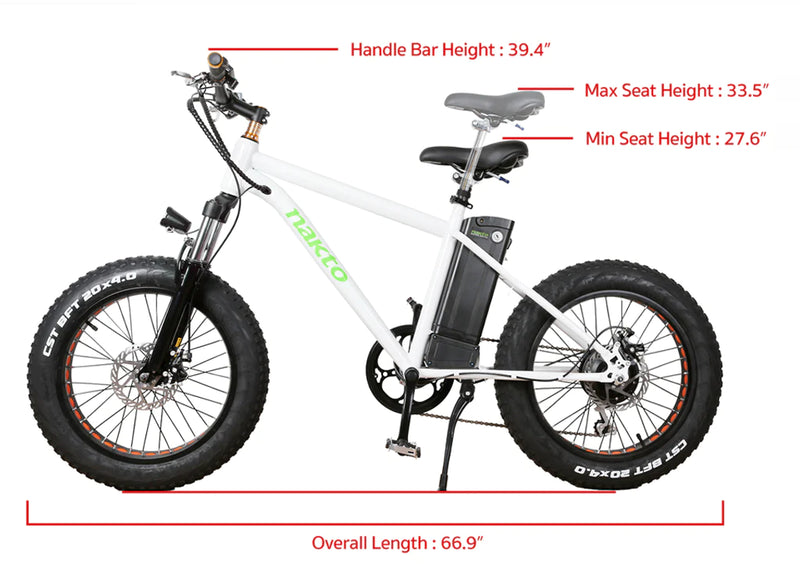 Electric Bike Nakto Mini Cruiser Dimensions