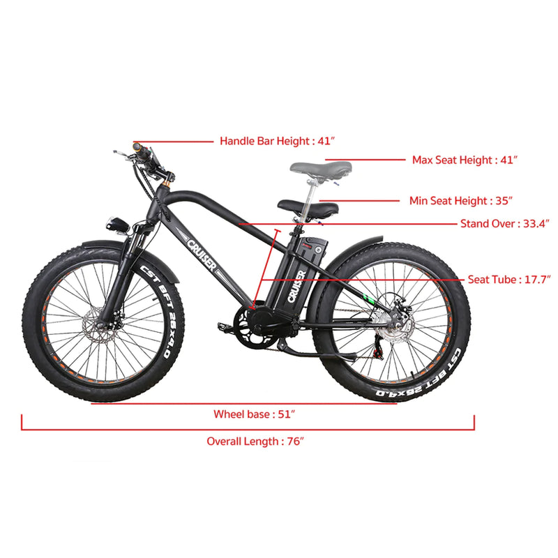 Electric Bike Nakto Super Cruiser Dimensions