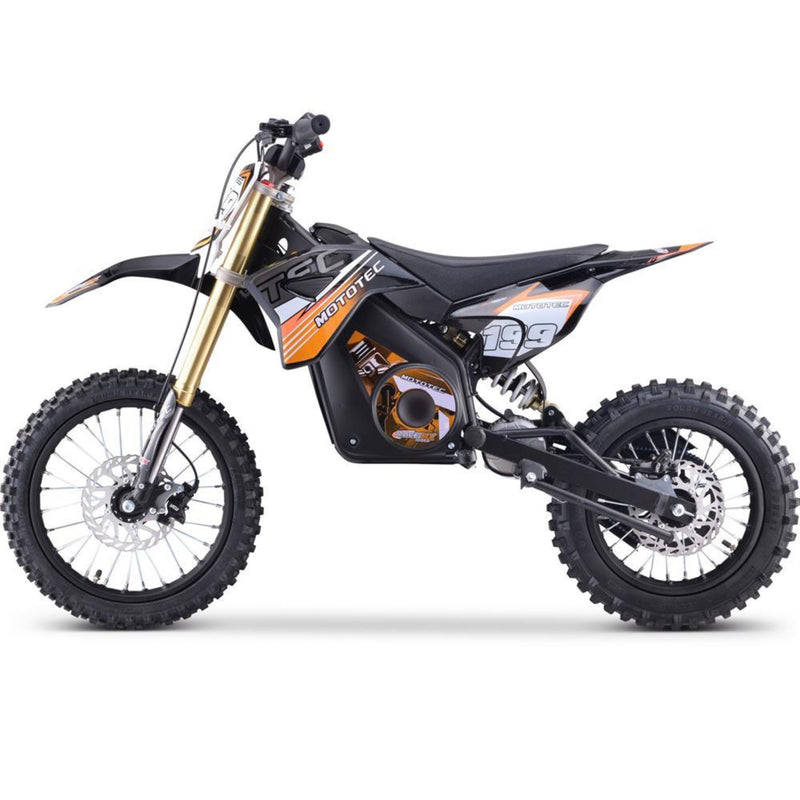 Electric Dirt Mini Bike MotoTec Pro 48V 1500W Orange Left