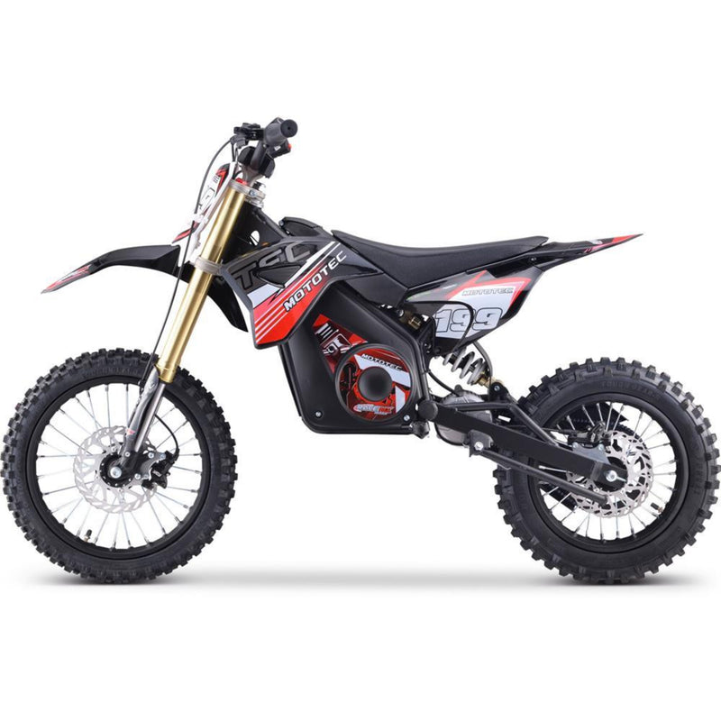 Electric Dirt Mini Bike MotoTec Pro 48V 1500W Red Left