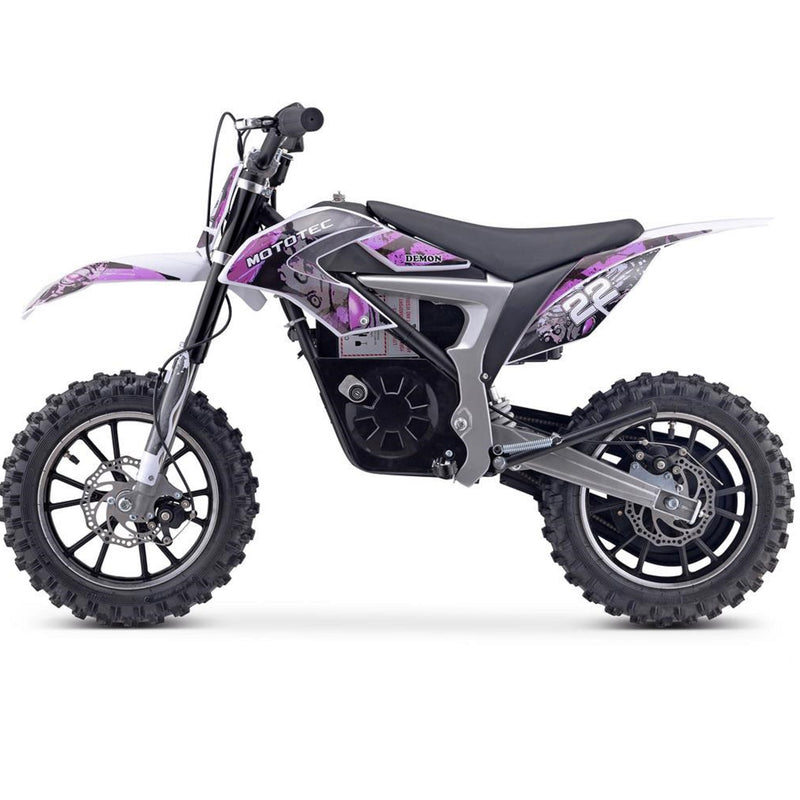 Electric Mini Bike MotoTec Demon Purple Left