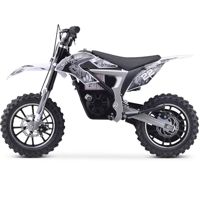 Electric Mini Bike MotoTec Demon White Left