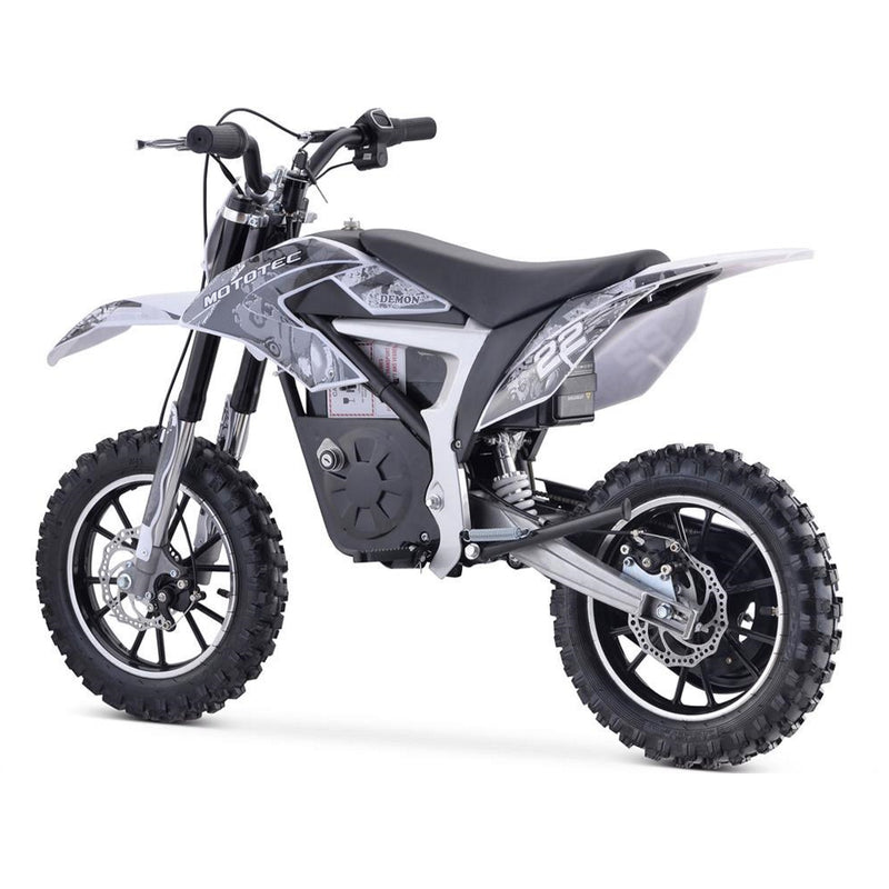 Electric Mini Bike MotoTec Demon White Rear