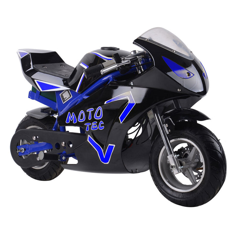 Electric Mini Bike MotoTec GT Blue Right