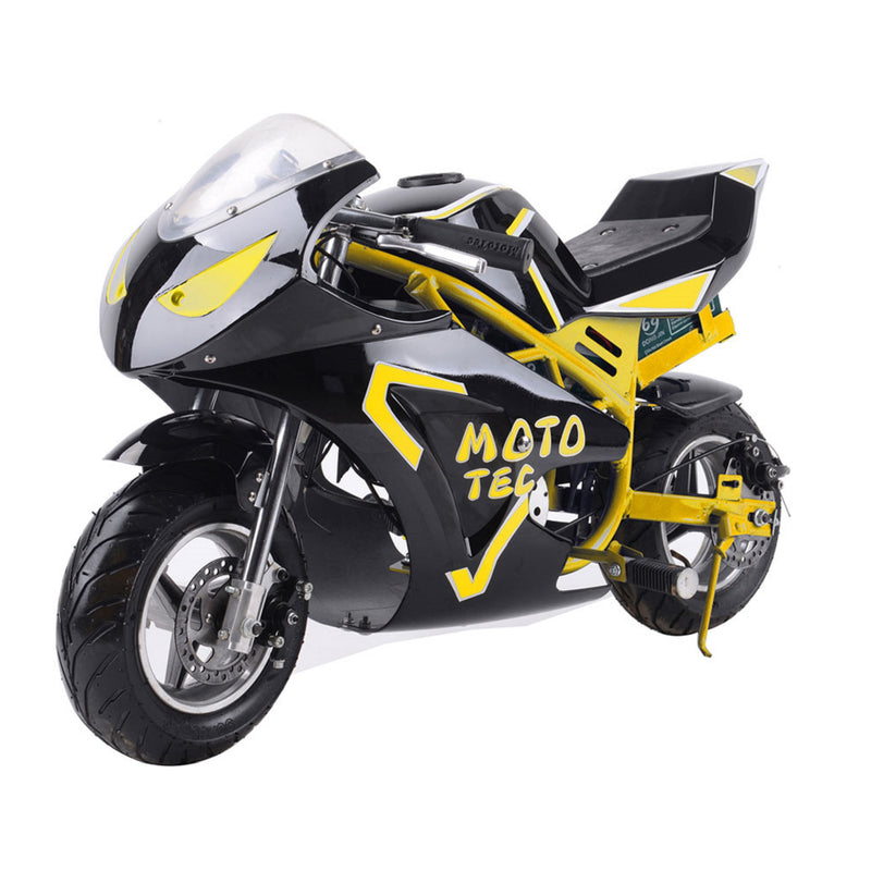 Electric Mini Bike MotoTec GT Yellow Left