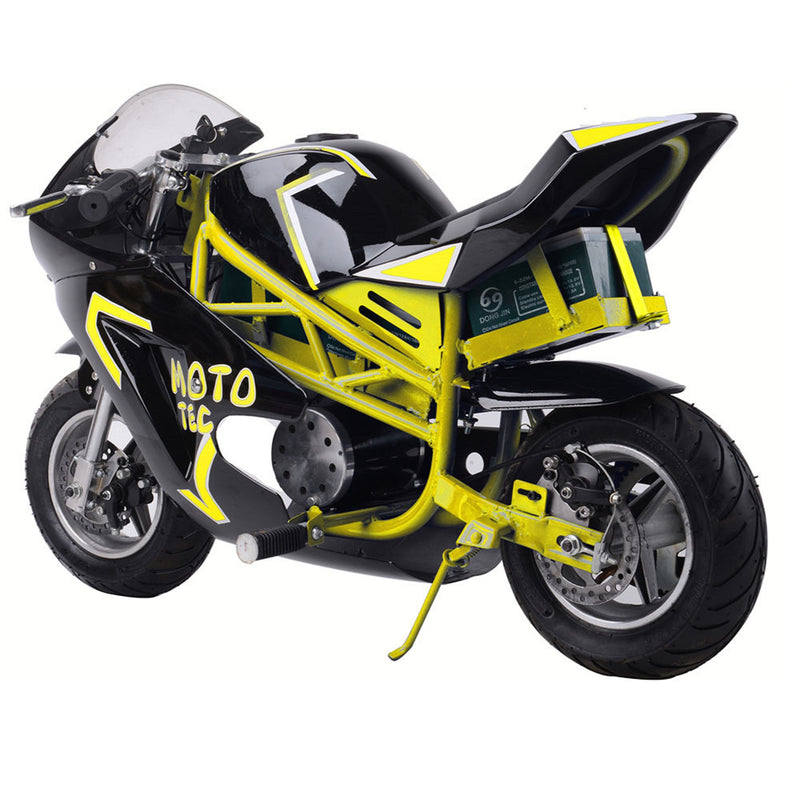 Electric Mini Bike MotoTec GT Yellow Rear