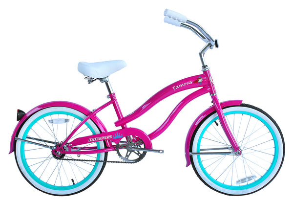 20 Inch Micargi Women Famous hot pink - side of bicycle