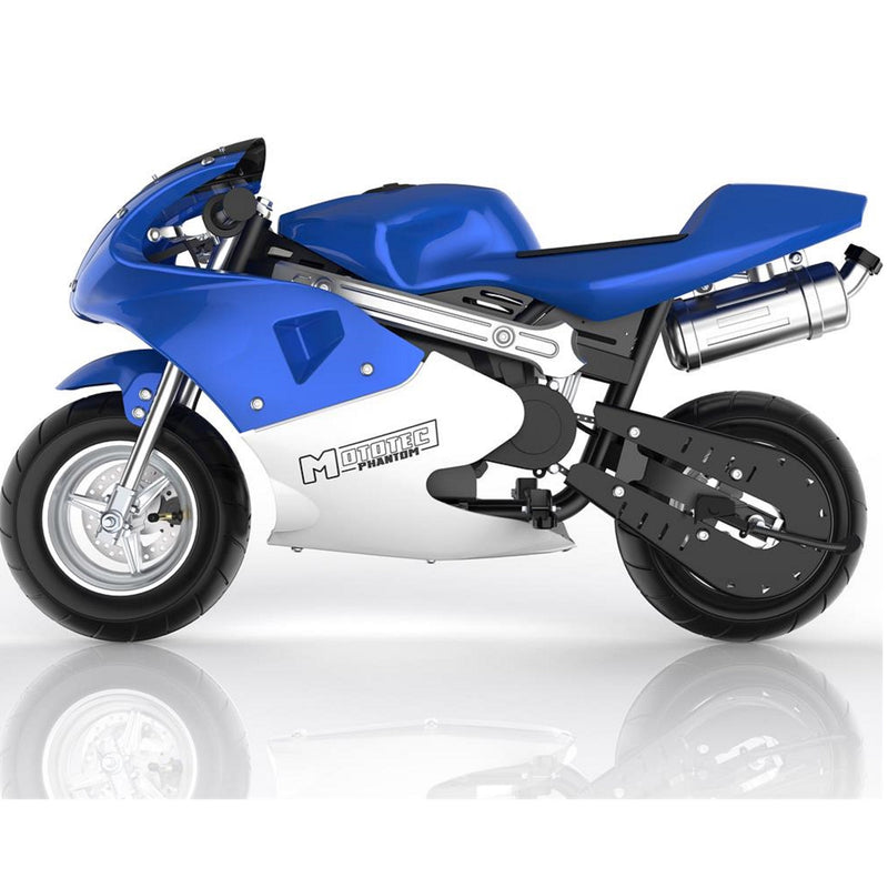 Gas Mini Bike MotoTec Phantom Blue Left