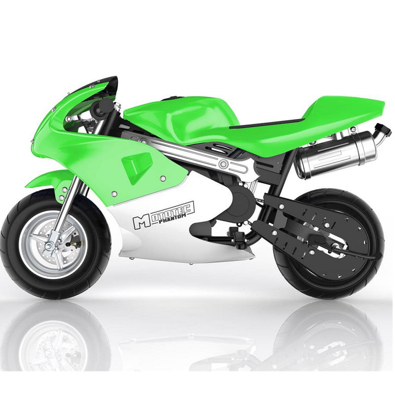 Gas Mini Bike MotoTec Phantom Green Left