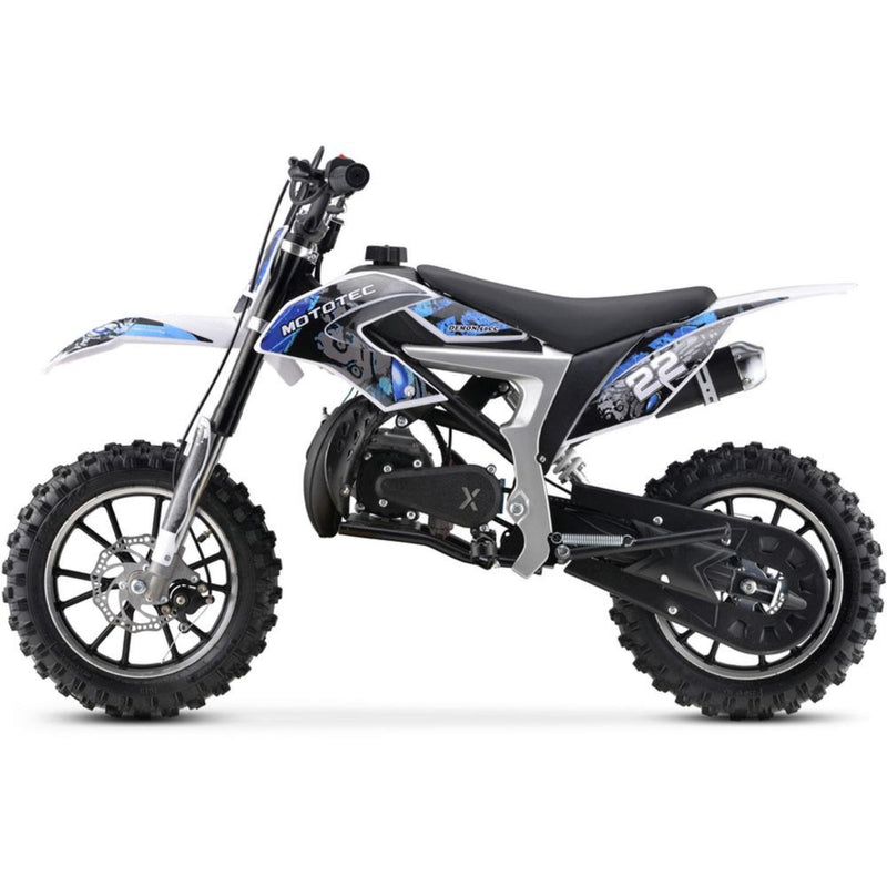 Gas Mini Dirt Bike MotoTec Demon Blue Left