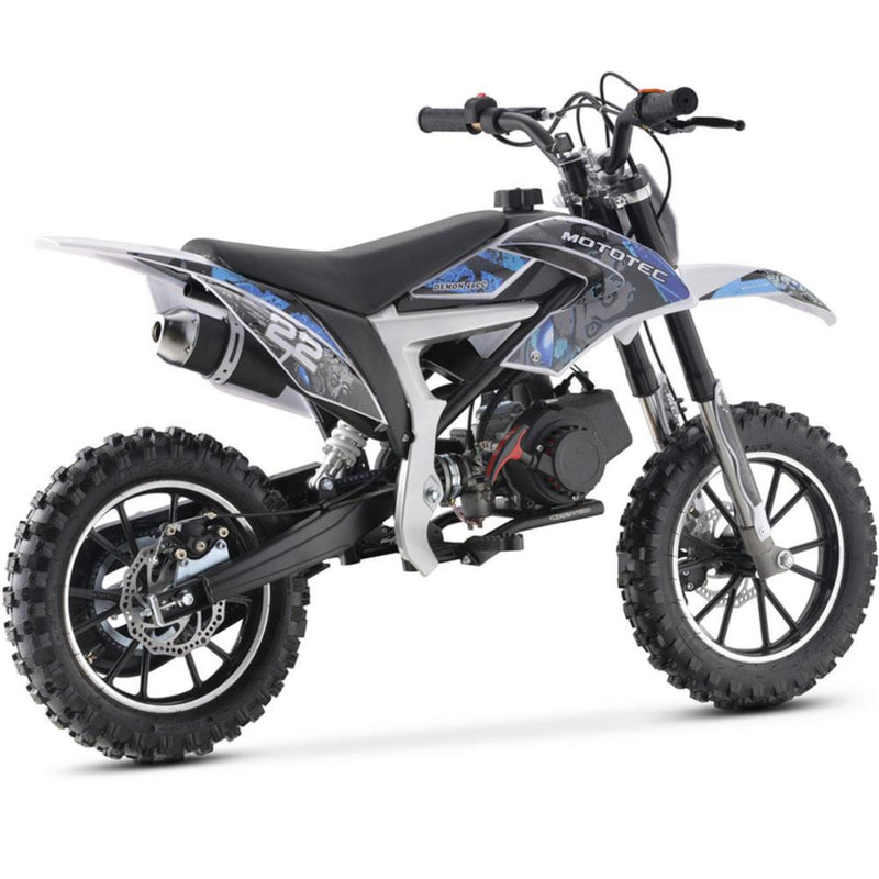 Gas Mini Dirt Bike MotoTec Demon Blue Rear