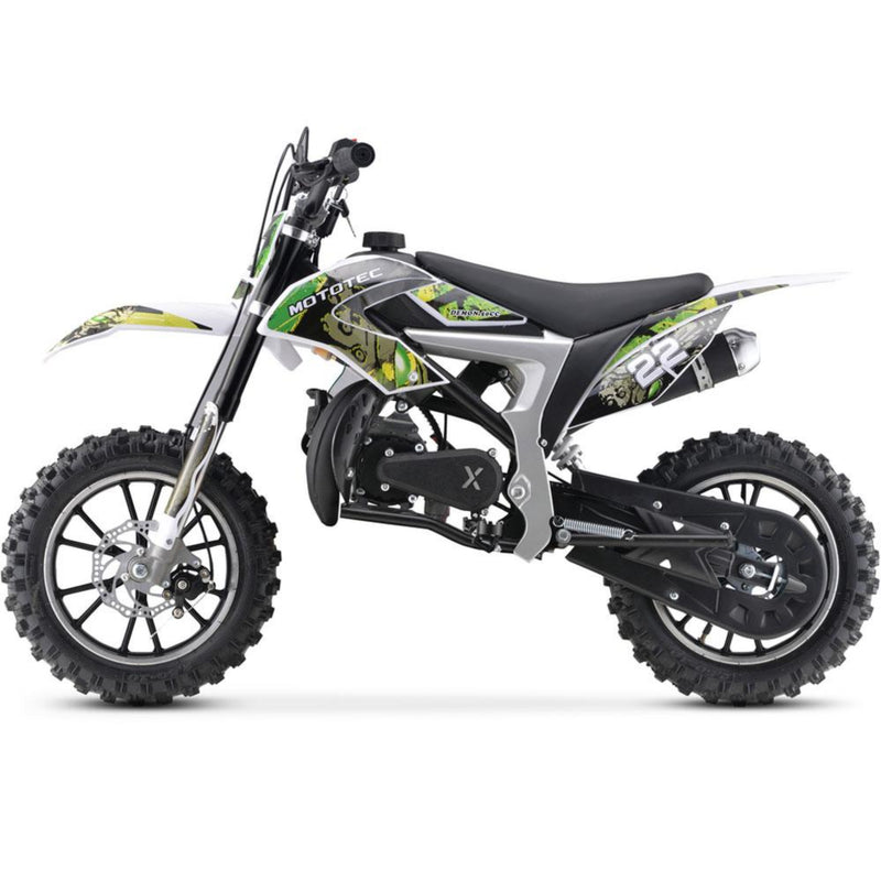 Gas Mini Dirt Bike MotoTec Demon Green Left