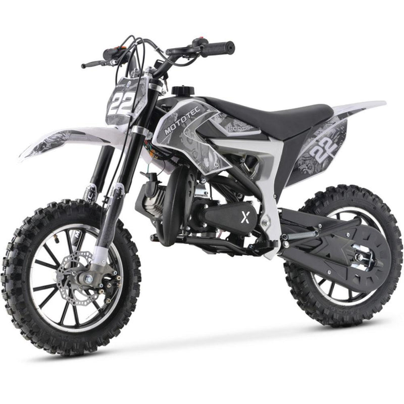 Gas Mini Dirt Bike MotoTec Demon White Front