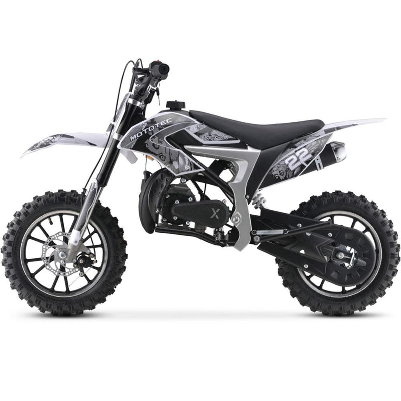 Gas Mini Dirt Bike MotoTec Demon White Left