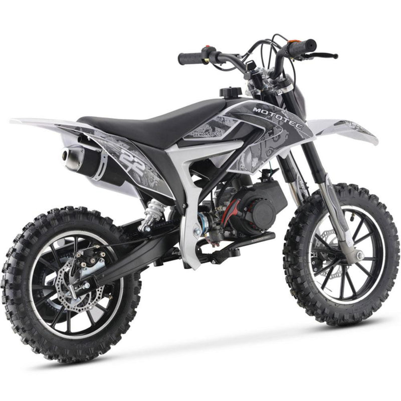 Gas Mini Dirt Bike MotoTec Demon White Rear