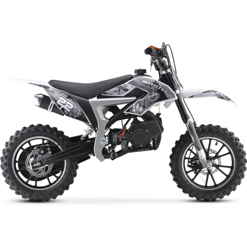 Gas Mini Dirt Bike MotoTec Demon White Main