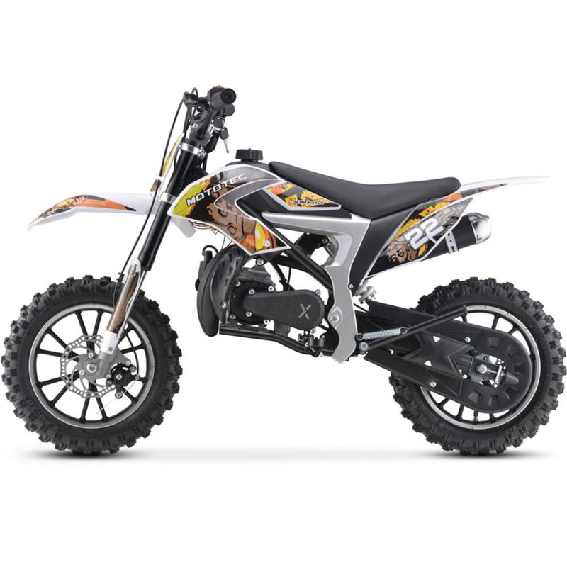 Gas Mini Dirt Bike MotoTec Demon Yellow Left