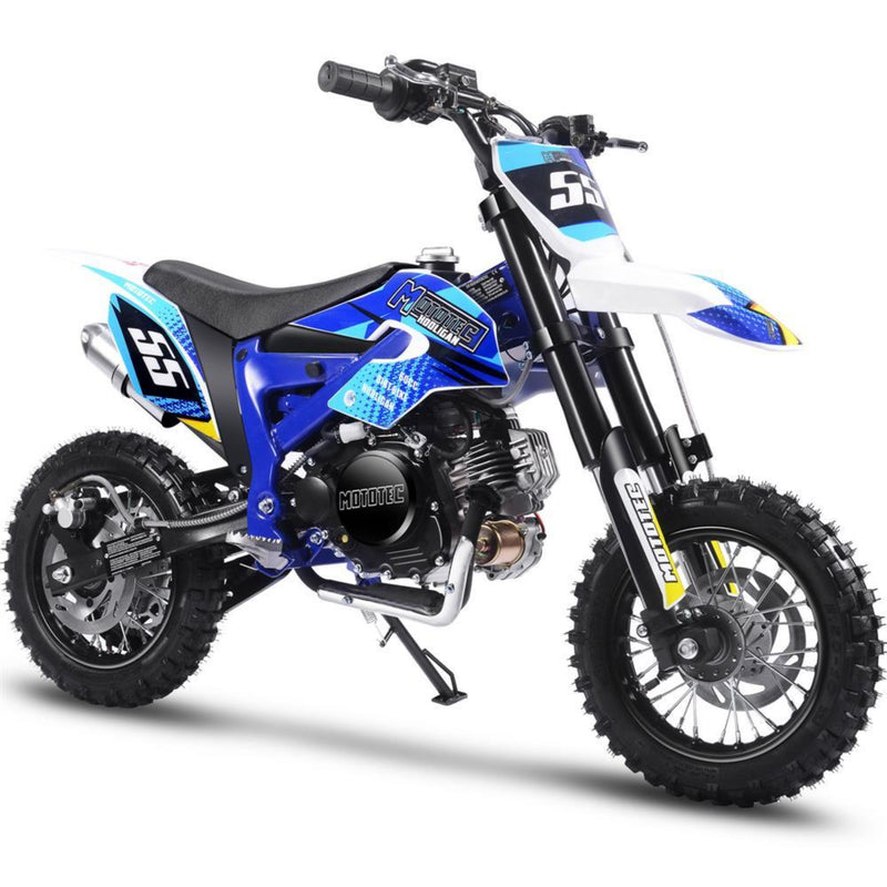 Gas Mini Dirt Bike MotoTec Hooligan Blue Front